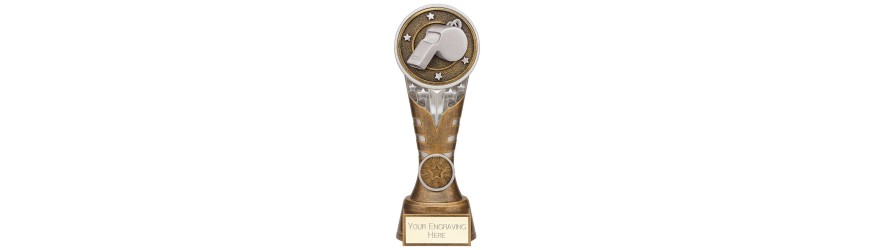 IKON TOWER FOOTBALL REFEREE WHISTLE TROPHY - 5 SIZES - 12.5CM TO 22.5CM IKON TOWER FOOTBALL REFEREE WHISTLE TROPHY - 5 SIZES - 12.5CM TO 22.5CM